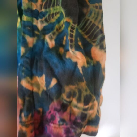 Kathmandu Teal Tie‑Dye Artsy Tunic S/M – Boho Lagenlook Long Sleeve Scoop Top - Picture 7 of 7